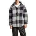 thumbnail image 1 of Cmfcve Plaid Hooded Jacket for Men Double Fleece Button-Up Hoodies Coat Big & Tall Long Sleeve Warm Outdoor Sweatshirt, 1 of 6