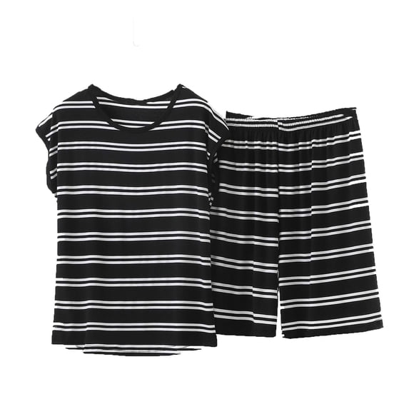 Cmfcve Plus Size 2 Piece Outfits for Women Lightweight Lounge Matching Sets Cap Sleeve Top and Elastic Waisted Shorts