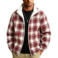 thumbnail image 1 of Cmfcve Plus Size Athletic Jacket for Men Casual Long Sleeve Zip up Jackets Collared Reversible Thin Plaid Jacket Outerwear, 1 of 7