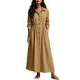 thumbnail image 1 of Cmfcve Plus Size Button down Dress for Women Casual Long Sleeve Lapel Collared Flowy A-Line Maxi Shirt Dress, 1 of 7