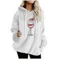 thumbnail image 1 of Cmfcve Plus Size Christmas Hoodie for Woman Xmas Print Double Faced Fleece Holiday Sweatshirt Top Long Sleeve Drawstring Pullover Sweater with Pocket, 1 of 5