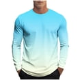 thumbnail image 1 of Cmfcve Plus Size Gradient Shirt for Men Casual Long Sleeve Athletic T-Shirt Crew Neck Lightweight Fall Pullover Tops, 1 of 5