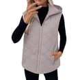 thumbnail image 1 of Cmfcve Plus Size Hooded Puffer Vest for Womens Full Zip Sleeveless Quilted Vest Winter Warm Outerwear Jackets with Zipper Pockets, 1 of 7