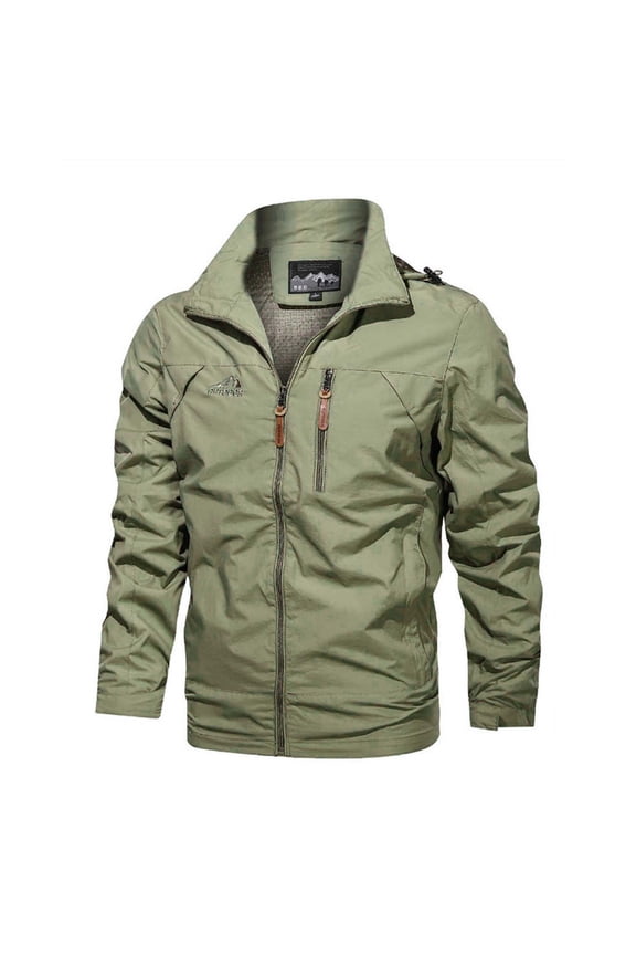 Plus Size Jacket for Men Fall Winter Zipper Detachable Hood Work Coat Solid Color Long Sleeve Hiking Cardigan