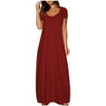 thumbnail image 1 of Cmfcve Plus Size Maxi Dresses for Women Summer Short Sleeve Casual Loose Flowy Long Sundress With Pockets Vacation Beach Travel Sundress, 1 of 5