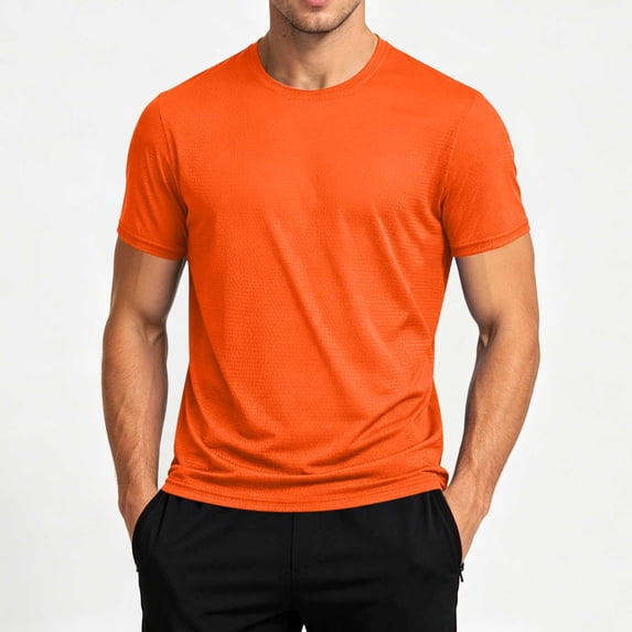 Cmfcve Plus Size Men's Dry Fit Tops Moisture Wicking Athletic T Shirt Short Sleeve Workout Running Shirts Crew Neck Basic Summer Tee