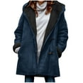 thumbnail image 1 of Cmfcve Plus Size Mid-Length Coat Jacket for Woman Fleece Lined Button-Up Long Sleeve Outerwear Anorak Casual Solid Color Hood Pocket Cardigan Shirts, 1 of 4