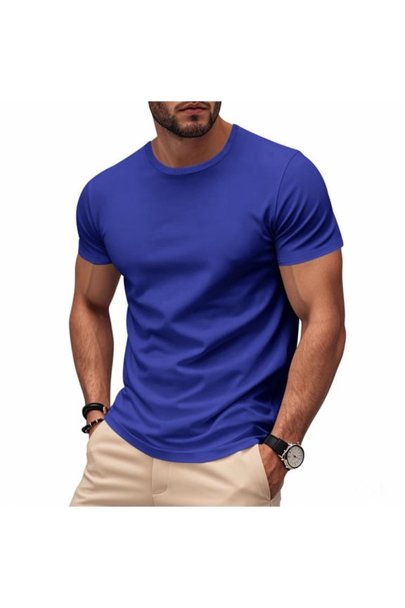 Plus Size Summer Clothes for Men's Slim Fit Short Sleeve T Shirt Crew Neck 4 Way Stretch Quick Dry Athletic Tee
