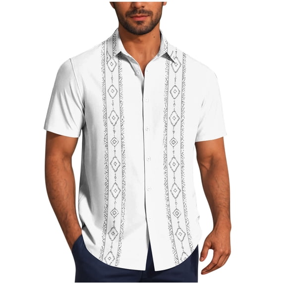 Cmfcve Plus Size Summer Shirts for Men Short Sleeve Cuban Guayabera Shirts Casual Beach Button Down Shirts