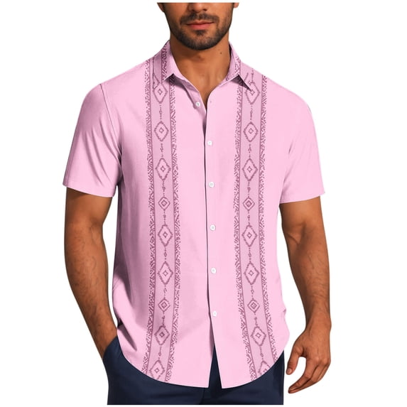 Cmfcve Plus Size Summer Shirts for Men Short Sleeve Cuban Guayabera Shirts Casual Beach Button Down Shirts