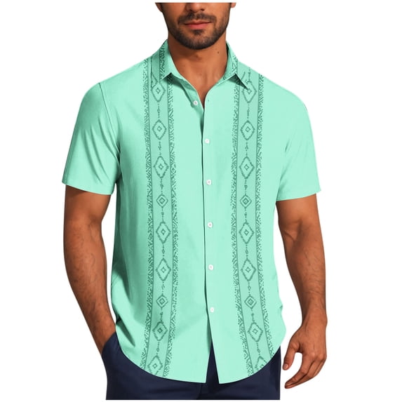 Cmfcve Plus Size Summer Shirts for Men Short Sleeve Cuban Guayabera Shirts Casual Beach Button Down Shirts