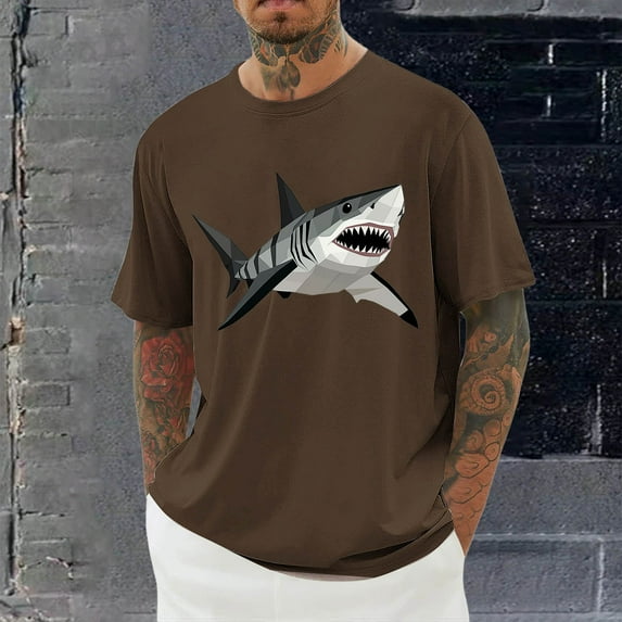 Cmfcve Printed Men's Shirt Short Sleeve Pullover Outdoor T-shirt Casual Breathable Gym Tops