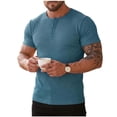 thumbnail image 1 of Cmfcve Ribbed Henley T-Shirt for Men Short Sleeve Slim Fit Muscle Shirt Cotton Casual Button Tops, 1 of 8