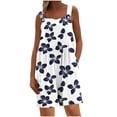 thumbnail image 1 of Cmfcve Rompers for Women Printed Striped Summer Casual Sleeveless Scoop Neck Short Jumpsuits Loose Fit Button Overalls with Pockets, 1 of 5