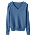 thumbnail image 1 of Cmfcve Slouchy Knitwear for Women V-neck Commuter Work Knit Pullover Long Sleeve Soft Base Layer Sweaters, 1 of 5