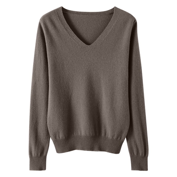 Cmfcve Slouchy Knitwear for Women V-neck Commuter Work Knit Pullover Long Sleeve Soft Base Layer Sweaters