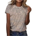 thumbnail image 1 of Cmfcve Summer Shirts for Women Round Neck Button Tunic Blouse Short Sleeves Printed Beach Tee Shirt, 1 of 6