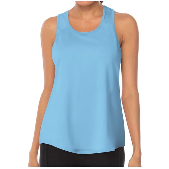 Cmfcve Summer Tank Tops for Women Mesh Splicing Workout Tops Solid Training Yoga Tops