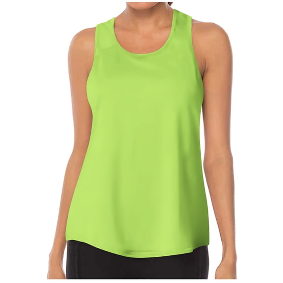 Cmfcve Summer Tank Tops for Women Mesh Splicing Workout Tops Solid Training Yoga Tops