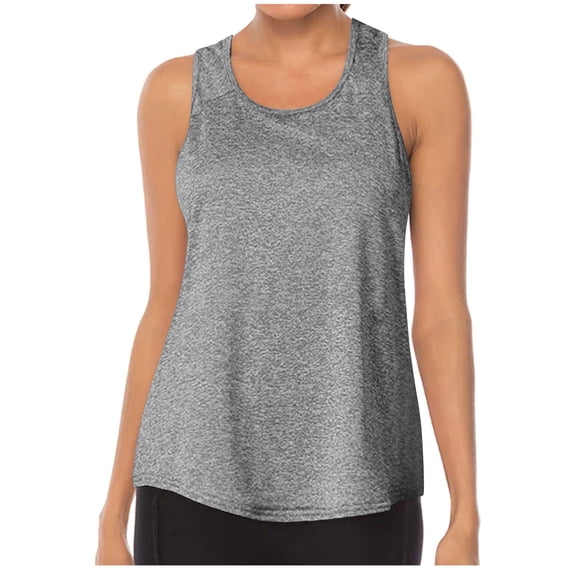 Cmfcve Summer Tank Tops for Women Mesh Splicing Workout Tops Solid Training Yoga Tops