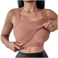 thumbnail image 1 of Cmfcve Summer Tank Tops for Women Patchwork Sleeveless Workout Tops Square Neck Pullover with Bra Pad Undershirt, 1 of 9