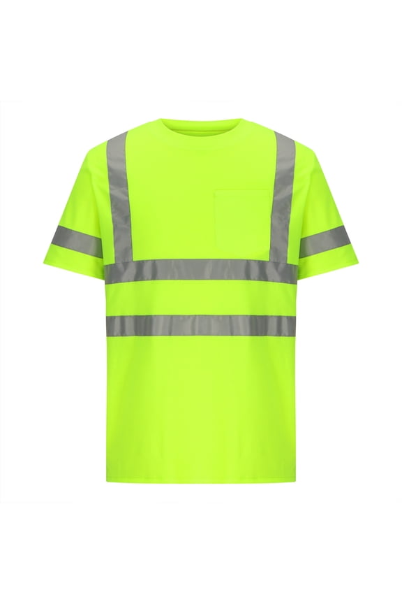 T Shirt for Men Summer Ansi Class 3 Reflective Safety Tee Lime Orange Short Sleeve High Visibility Tops