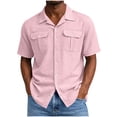 thumbnail image 1 of Cmfcve Mens Short Sleeve Shirts Classic Lapel Collared Button Down Shirts Dressy Casual Summer Tops with Chest Pockets, 1 of 8