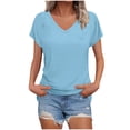 thumbnail image 1 of Cmfcve Womens Dolman Short Sleeve T Shirt V Neck Basic Summer Tops Side Split Loose Fit Casual Tunic Tops Daily Work Blouse, 1 of 6