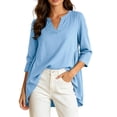 thumbnail image 1 of Cmfcve Tunic Tops for Women Cotton Linen Long Sleeve V Neck Blouses Loose Fit Casual Flowy Shirts, 1 of 6