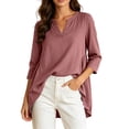 thumbnail image 1 of Cmfcve Tunic Tops for Women Cotton Linen Long Sleeve V Neck Blouses Loose Fit Casual Flowy Shirts, 1 of 7