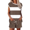 thumbnail image 1 of Cmfcve Two Piece Sets for Women Summer Crew Neck Lounge Short Sets Cap Sleeve Drawstring Sweatsuit with Pocket, 1 of 5