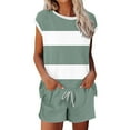 thumbnail image 1 of Cmfcve Two Piece Sets for Women Summer Crew Neck Lounge Short Sets Cap Sleeve Drawstring Sweatsuit with Pocket, 1 of 5