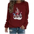 thumbnail image 1 of Cmfcve Ugly Christmas Pullover for Women Plus Size Fall Winter Long Sleeve Sweatshirt Crewneck Straight Shoulder Holiday Printed Top, 1 of 3