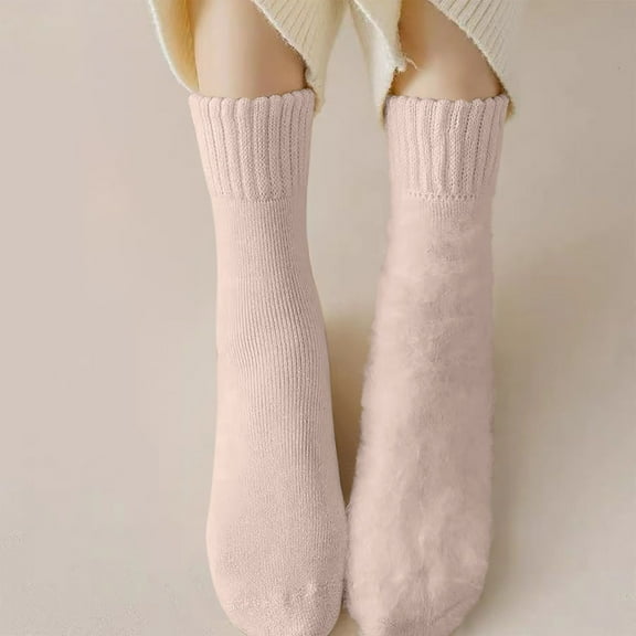 Cmfcve Unisex Athletic Socks Autumn Winter Thermal Hiking Socks Comfortable Breathable Knitted Mid-Calf Socks