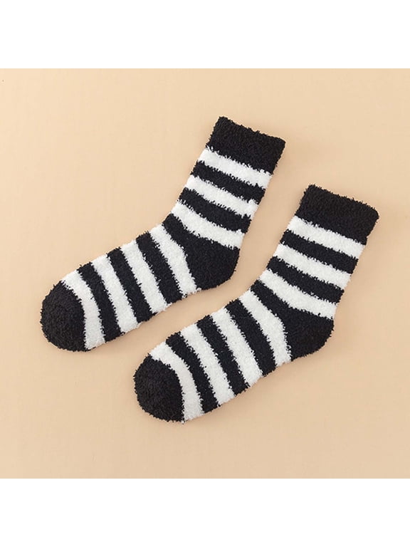 Unisex Novelty Socks Winter Coral Fleece Thickened Men & Women Compression Socks Warm Home Sleep Mid-Calf Socks