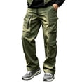 thumbnail image 1 of Cmfcve Water Repellent Cargo Pants for Men Drawstring Waist Casual Pants Straight Leg Hiking Pants, 1 of 7
