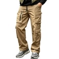 thumbnail image 1 of Cmfcve Water Repellent Cargo Pants for Men Drawstring Waist Casual Pants Straight Leg Hiking Pants, 1 of 7