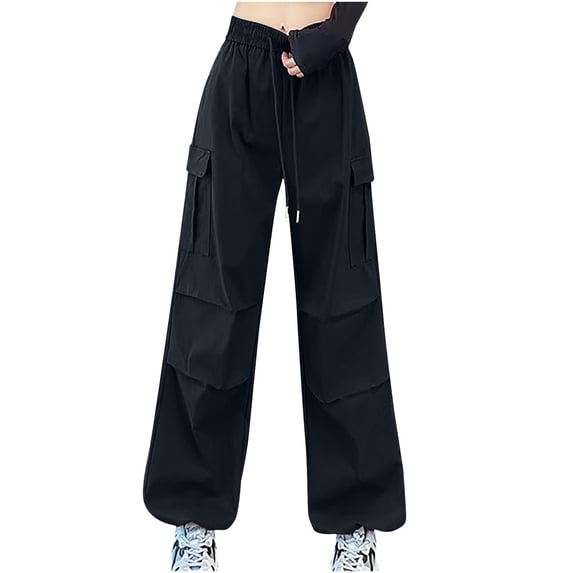 Cmfcve Wide Leg Pants for Women High Waisted Outdoor Work Pants Straight Travel Camping Sweatpants with Pockets