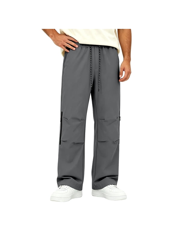 Windproof Cargo Pants for Men Casual Water Resistant Wide Leg Pants Fall Winter Outdoor Hiking Long Pants