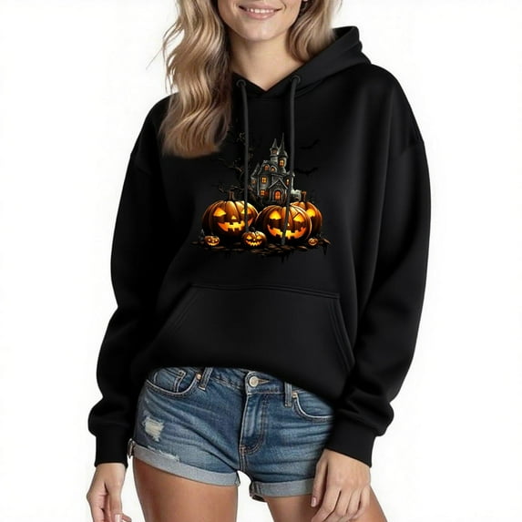 Cmfcve Woman & Men Halloween Town Sweatshirt Vintage Spooky Season Pullover Sweatshirt Unisex Halloween Sports Hoodies