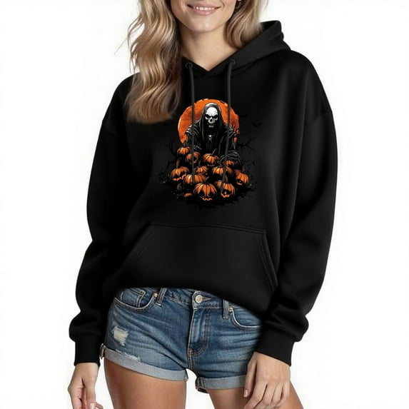 Cmfcve Woman & Men Witches Halloween Top Unisex Long Sleeve Spooky Season Pullover Sports Hoodies Sweatshirt