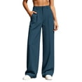 thumbnail image 1 of Cmfcve Woman's Wide Leg Pants Pull On Stretchy Work Dress Pants High Waisted Business Casual Trousers, 1 of 7