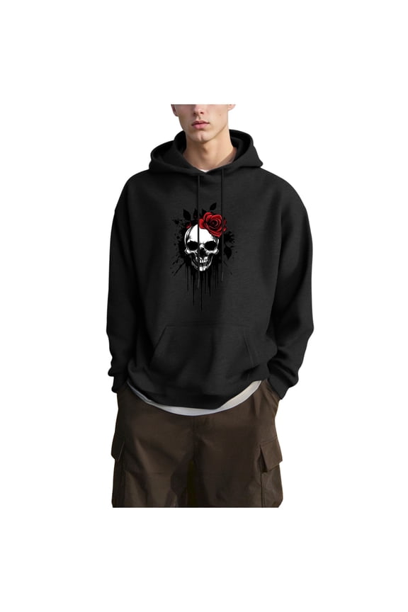 Women & Men Skeleton Hoodie Warm Long Sleeve Pullover Hoodies Drawstring Printed Spooky Season Sweatshirt with Pocket
