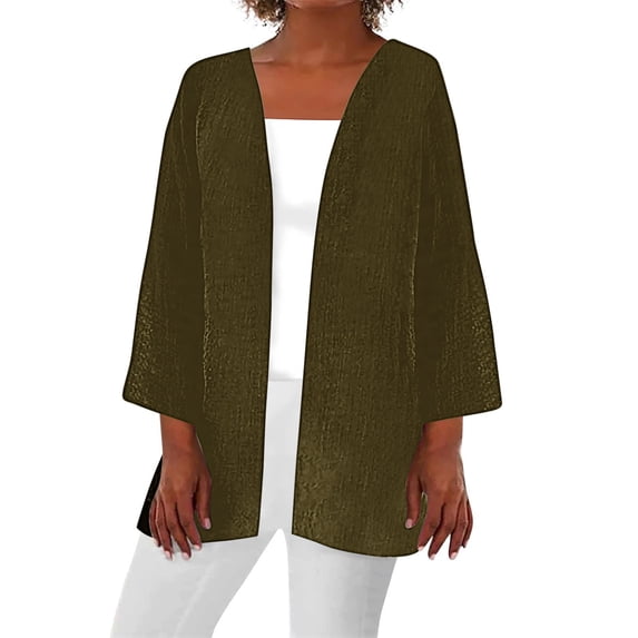 Cmfcve Women Open Front Lightweight Cardigans 3/4 Sleeve Summer Cover Ups Casual Loose Fit Layering Kimono Cardigan