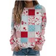 thumbnail image 1 of Cmfcve Women Oversize Sweatshirt Vintage Plaid Print Casual Blouse Crew Neck Long Sleeve Loose Tunic Tops, 1 of 5