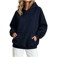 thumbnail image 1 of Cmfcve Women Oversized Hoodies Fall Drop Shoulder Daily Sweatshirts Casual Lounge Winter Pullover Tops with Kangaroo Pocket, 1 of 7