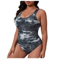 thumbnail image 1 of Cmfcve Women Plus Size One Piece Swimsuit Athletic Tummy Control Ruched Ribbed Printed Bathing Suit with U Back, 1 of 9