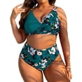 thumbnail image 1 of Cmfcve Women Plus Size Two Piece Swimsuits High Waisted Floral Bikini Set Tummy Control Bathing Suits with Bottom, 1 of 9
