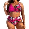 thumbnail image 1 of Cmfcve Women Plus Size Two Piece Swimsuits High Waisted Floral Bikini Set Tummy Control Bathing Suits with Bottom, 1 of 9