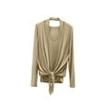 thumbnail image 1 of Cmfcve Women's 2 Piece Tops Long Sleeve Tie Front Cardigans and U Neck Sleeveless Cami Tank Top Casual Layering Cover Ups, 1 of 5